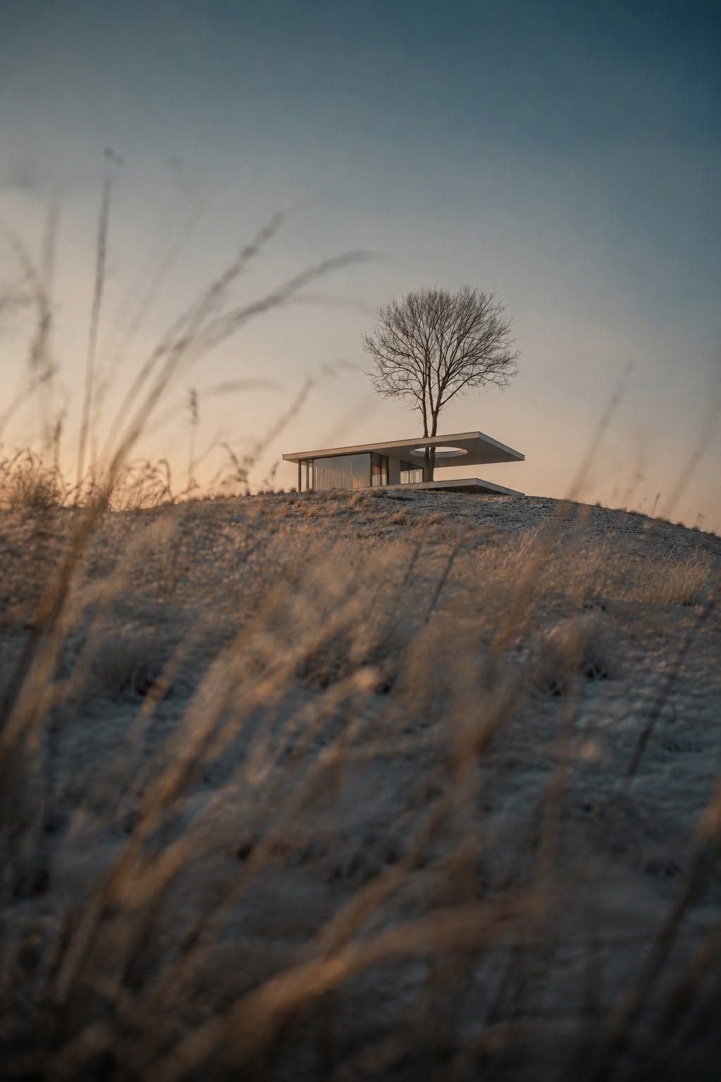 Vivienda minimalista de ARKKA LAB STUDIO al atardecer