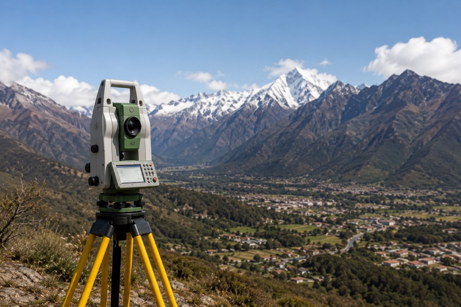 Levantamiento topográfico con estación total en la Cordillera Blanca
